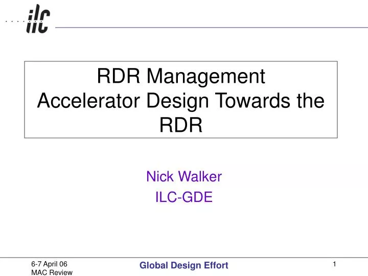 rdr management accelerator design towards the rdr