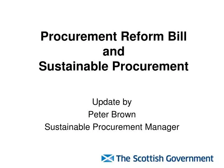 procurement reform bill and sustainable procurement