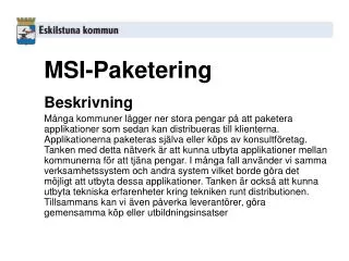msi paketering