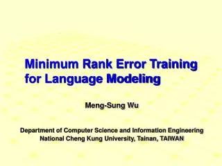 Minimum Rank Error Training for Language Modeling