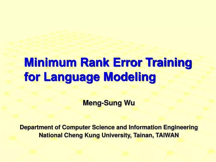 minimum rank error training for language modeling