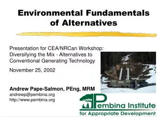 Environmental Fundamentals of Alternatives