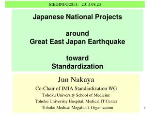 Japanese National Projects around Great East Japan Earthquake toward Standardization