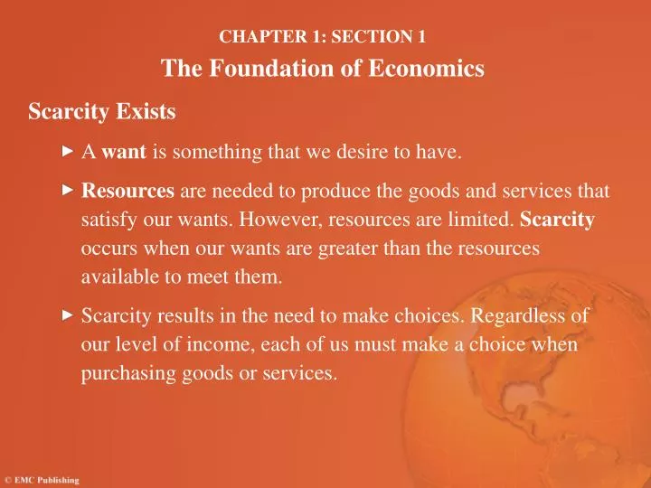 chapter 1 section 1 the foundation of economics