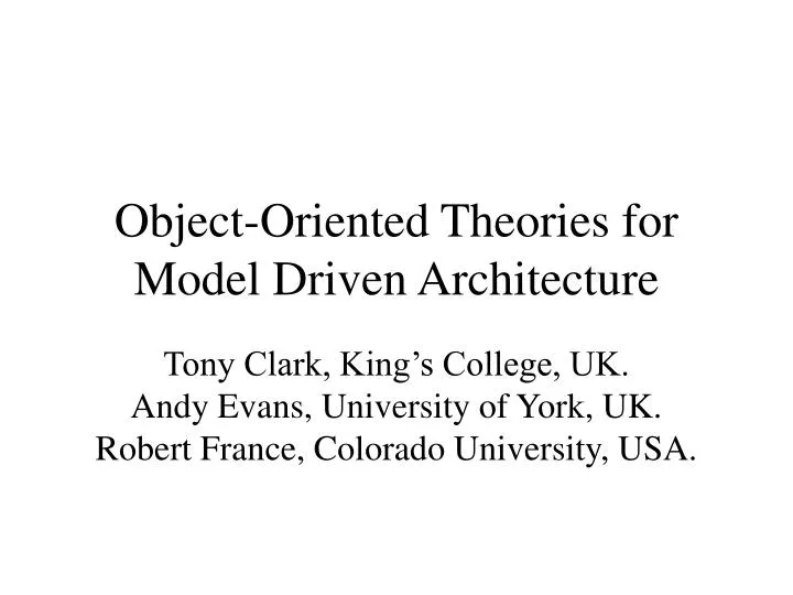 object oriented theories for model driven architecture