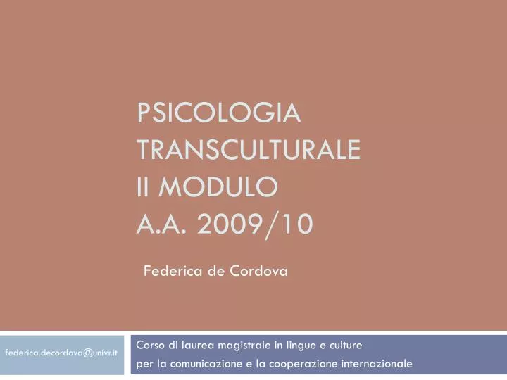psicologia transculturale ii modulo a a 2009 10