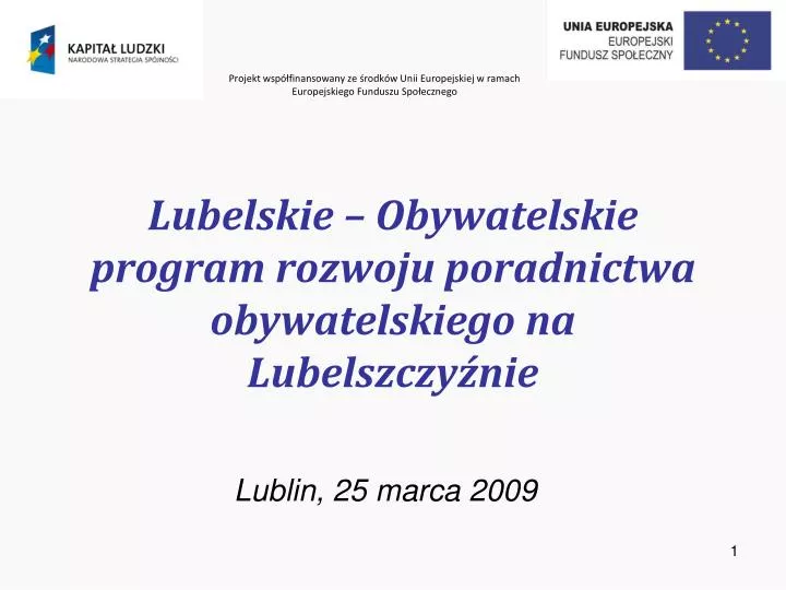 lubelskie obywatelskie program rozwoju poradnictwa obywatelskiego na lubelszczy nie