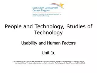 People and Technology, Studies of Technology