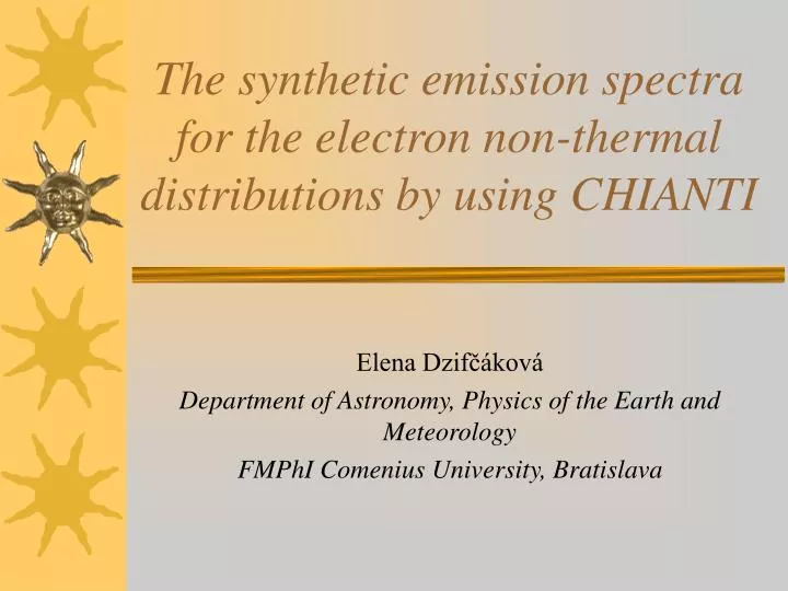 the synthetic emission spectra for the electron non thermal distributions by using chianti