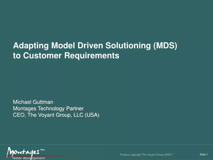 adapting model driven solutioning mds to customer requirements
