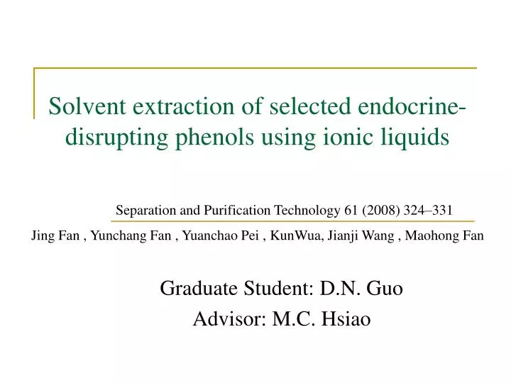 solvent extraction of selected endocrine disrupting phenols using ionic liquids