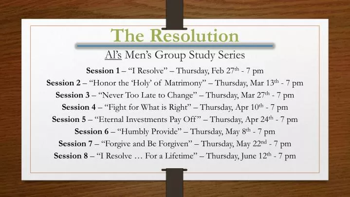 the resolution al s m en s group study series