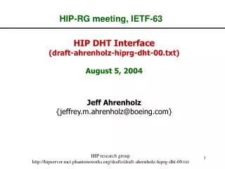 HIP-RG meeting, IETF-63