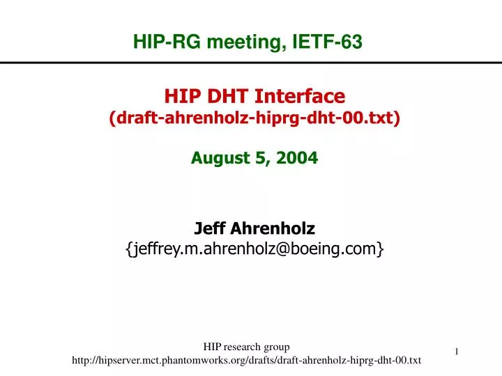 hip rg meeting ietf 63