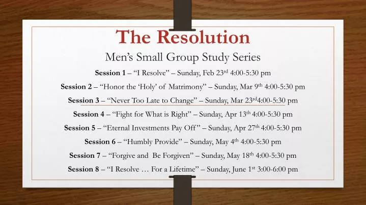 the resolution men s small group study series