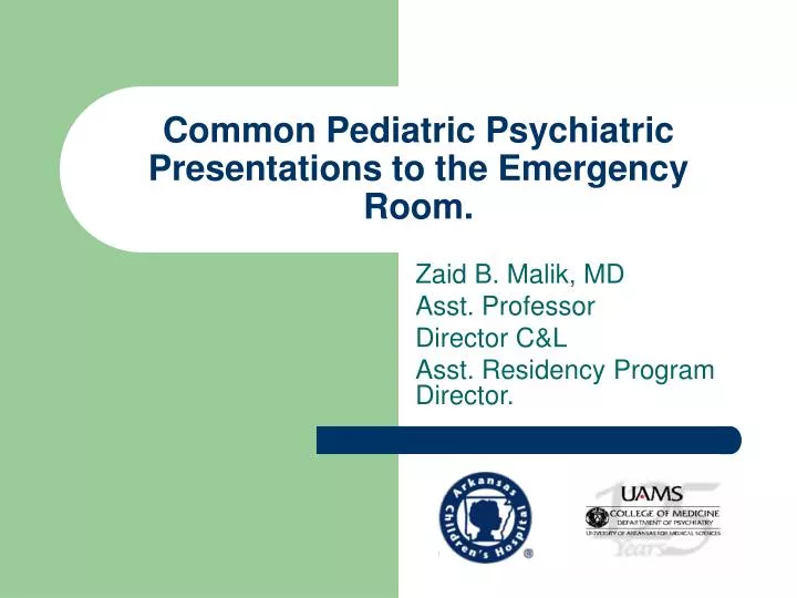 common pediatric psychiatric presentations to the emergency room
