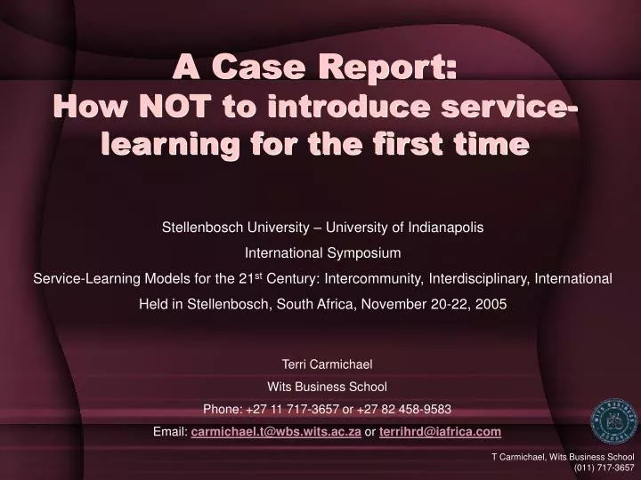 a case report how not to introduce service learning for the first time