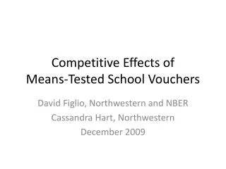 Competitive Effects of Means-Tested School Vouchers