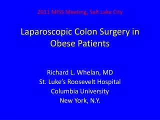 Laparoscopic Colon Surgery in Obese Patients