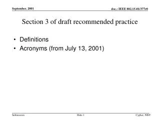 Section 3 of draft recommended practice