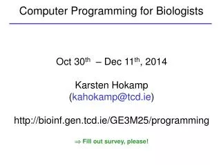 Computer Programming for Biologists