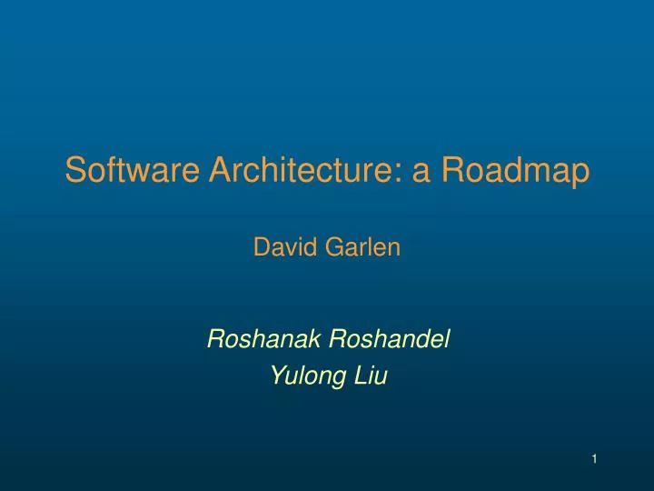 software architecture a roadmap david garlen