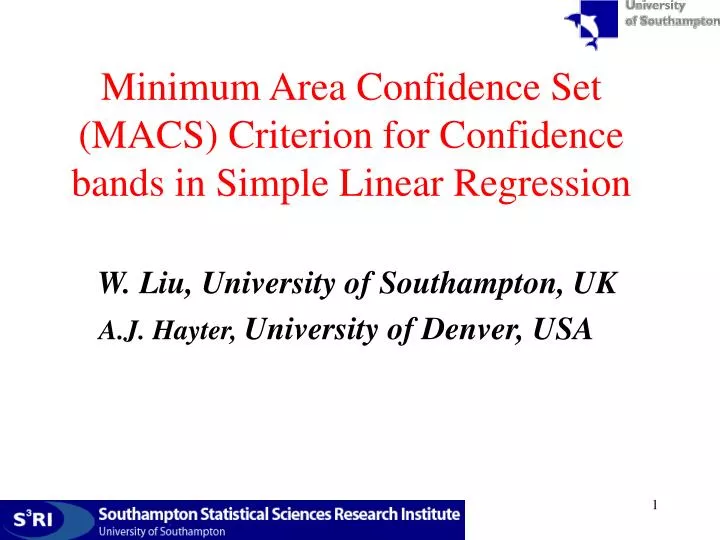 minimum area confidence set macs criterion for confidence bands in simple linear regression
