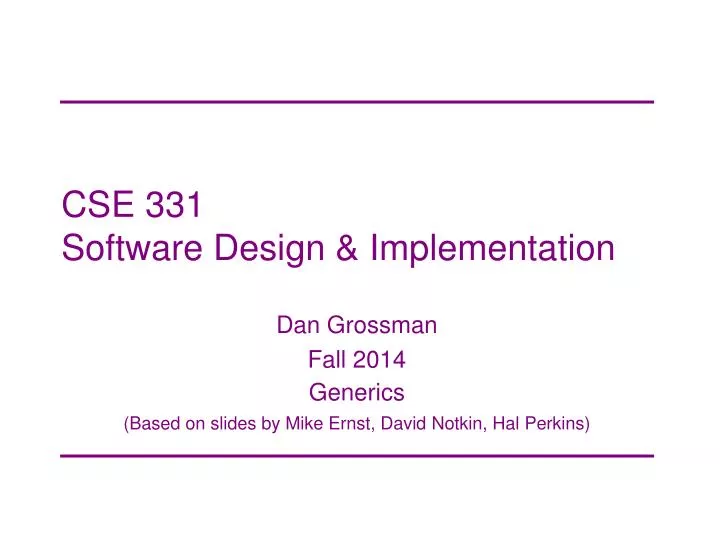 cse 331 software design implementation