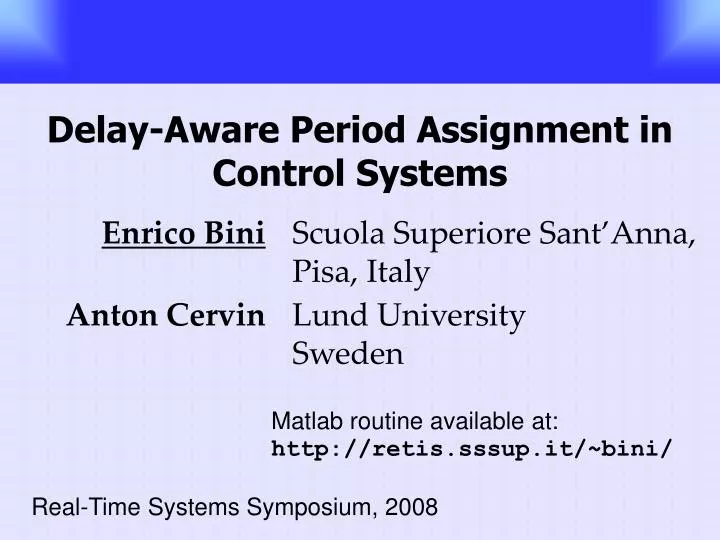 delay aware period assignment in control systems