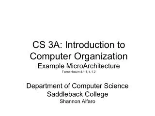 Department of Computer Science Saddleback College Shannon Alfaro