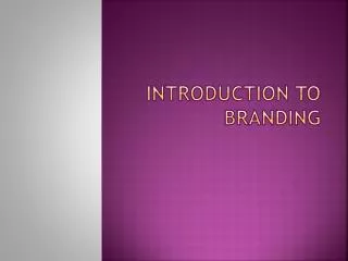 Introduction to branding