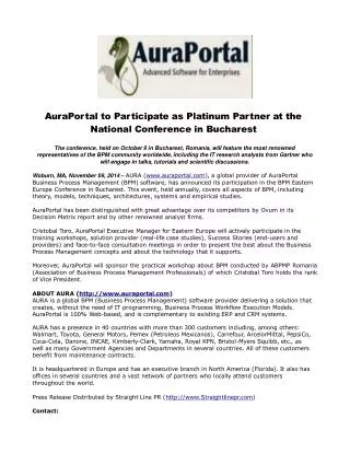 AuraPortal to Participate as Platinum Partner at the Nationa