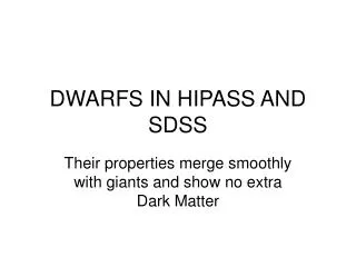 DWARFS IN HIPASS AND SDSS