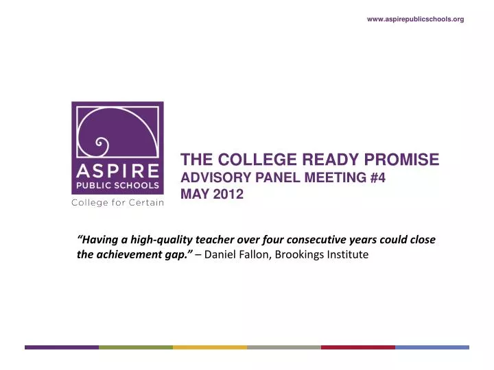 the college ready promise advisory panel meeting 4 may 2012