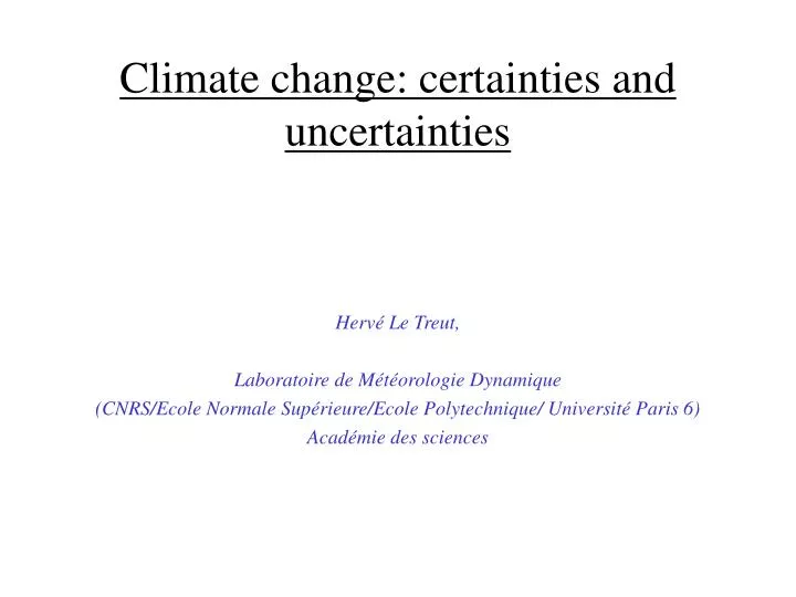 climate change certainties and uncertainties