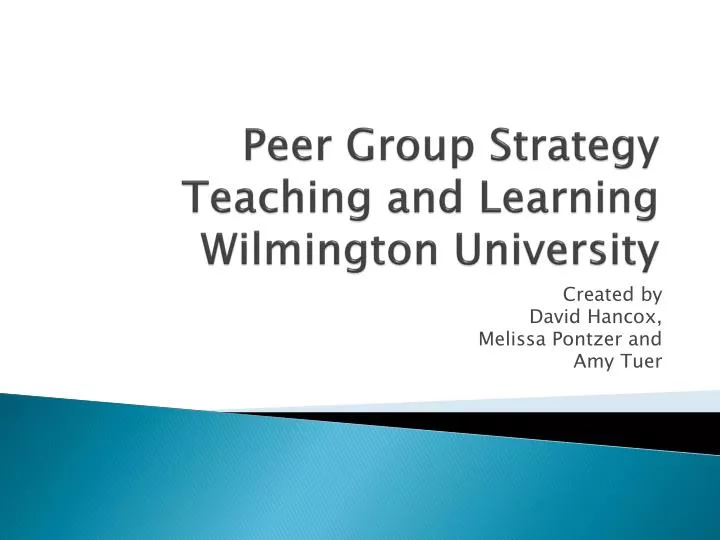 peer group strategy teaching and learning wilmington university