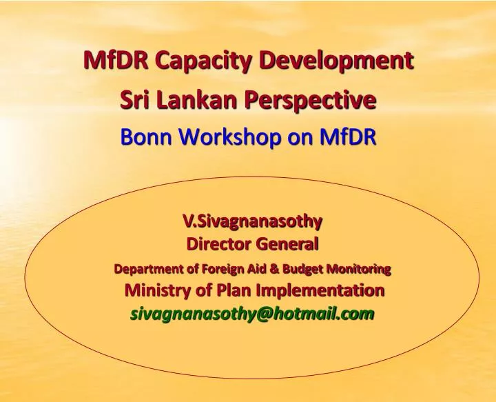 mfdr capacity development sri lankan perspective bonn workshop on mfdr