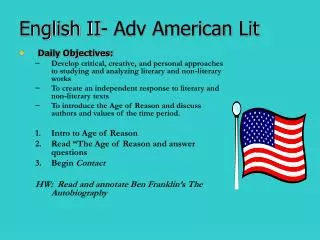 English II- Adv American Lit