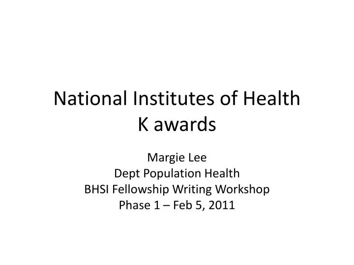 national institutes of health k awards
