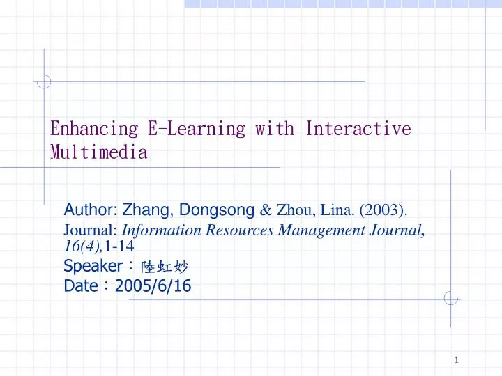 enhancing e learning with interactive multimedia