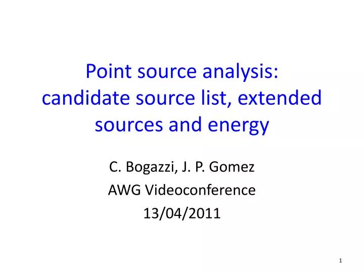 point source analysis candidate source list extended sources and energy