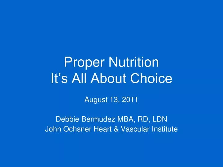 proper nutrition it s all about choice