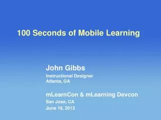 100 Seconds of Mobile Learning