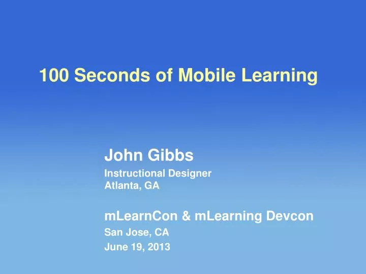 100 seconds of mobile learning