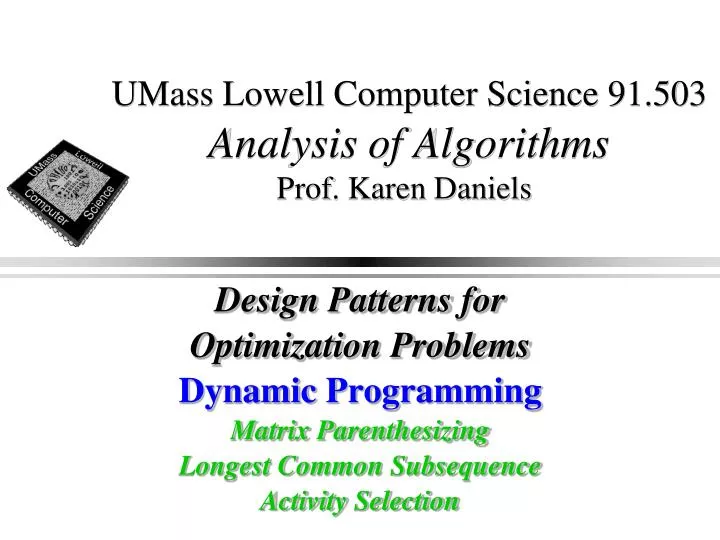 umass lowell computer science 91 503 analysis of algorithms prof karen daniels