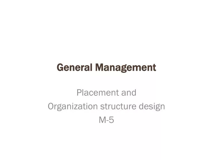 general management