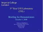 Professor John Harries, Space and Atmospheric Physics group, Blackett Laboratory, - slide 1