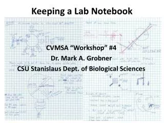 Keeping a Lab Notebook