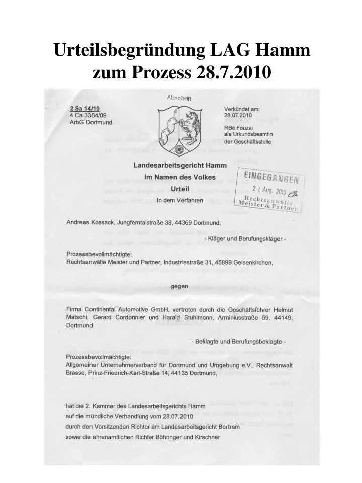 urteilsbegr ndung lag hamm zum prozess 28 7 2010