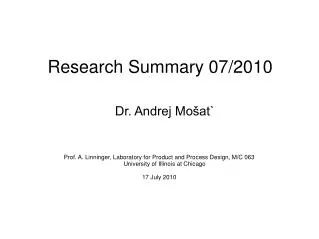 Research Summary 07/2010